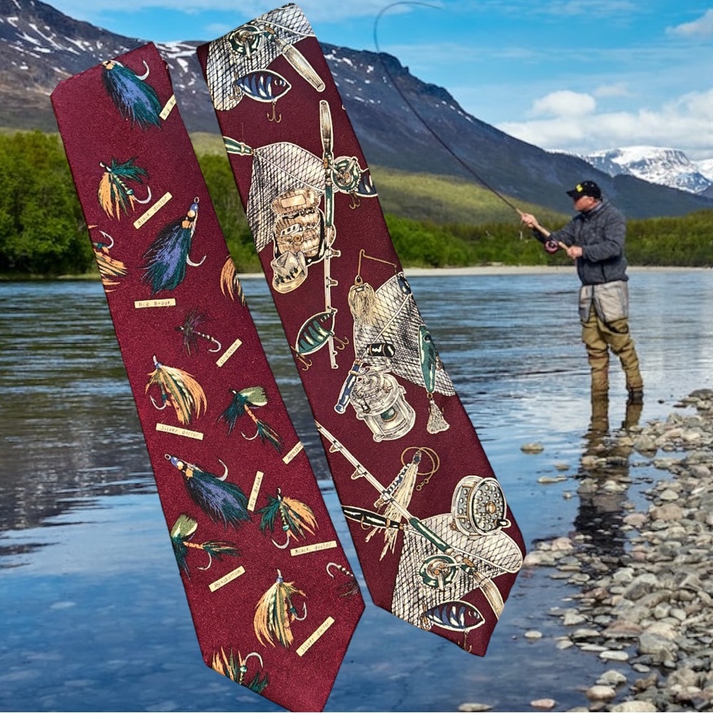 Rather be fly fishing two silk ties fly fishing print